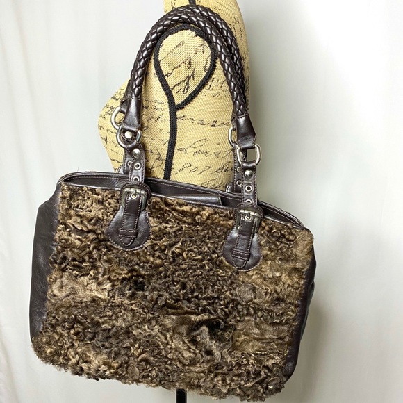 Paolo Masi Brown Lamb Fur Leather Handbag